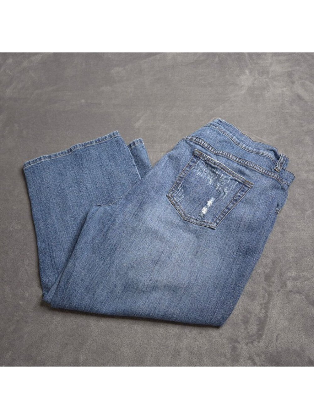 Vintage AVENUE Womens Wide-Leg Cropped Jeans Plus 20 Embroidered Distressed